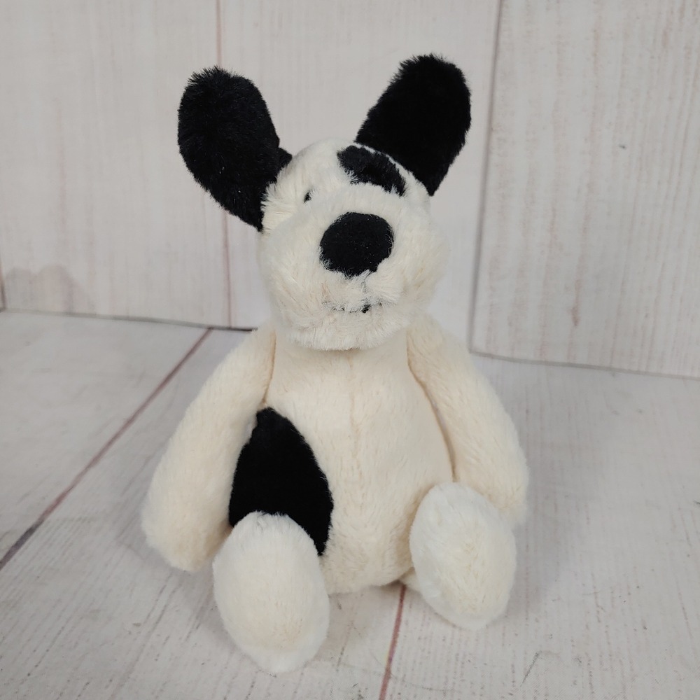 Jellycat Bashful Puppy Dog - Cream Black Spotted - Stuffed Animal Plush Toy